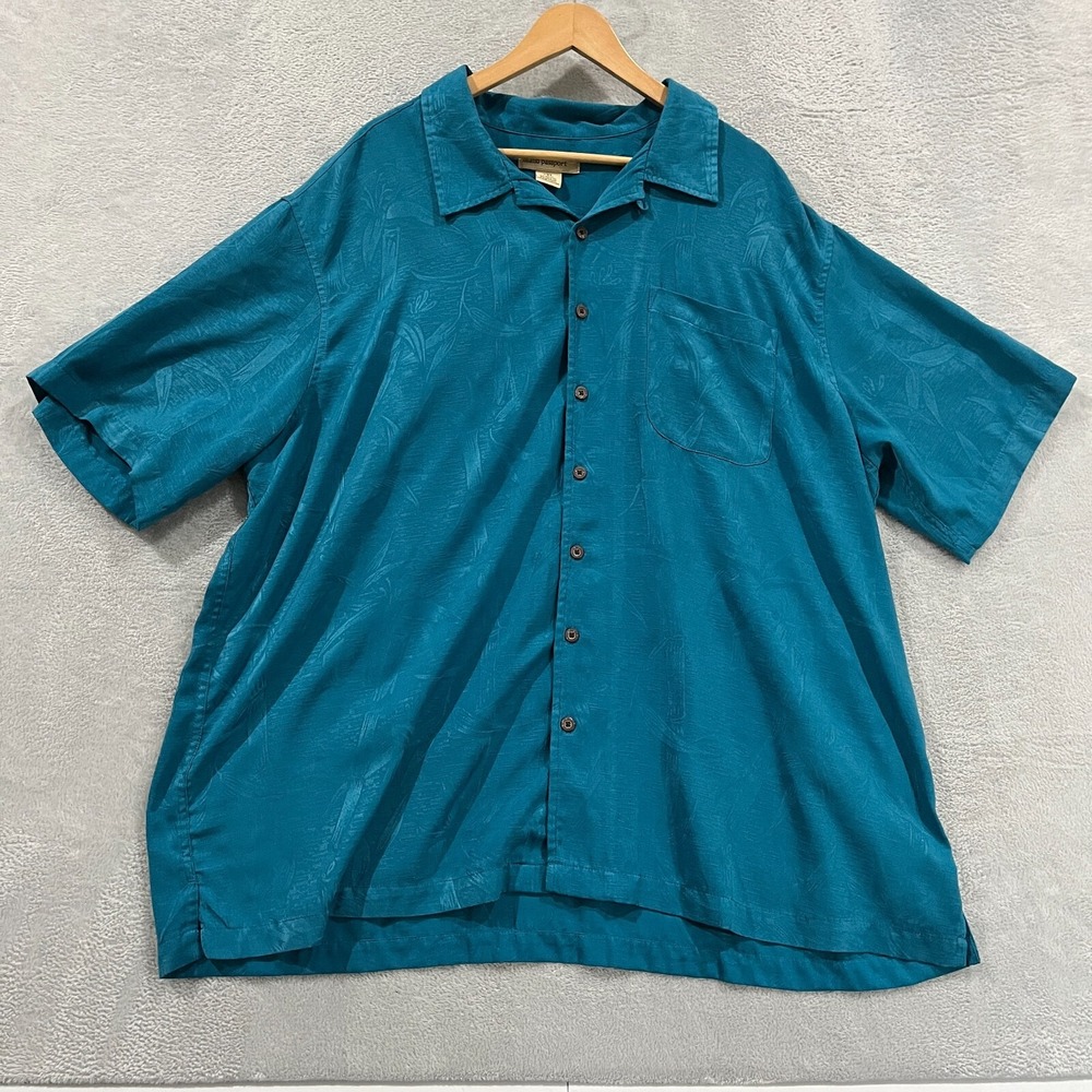 Island Passport Shirt Mens 2XL Hawaiian Casual‎ Button Up Texturized